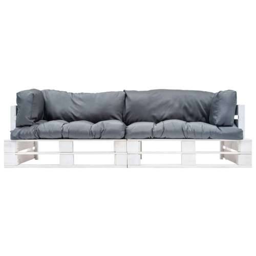 2-dijelni vrtni set sofa od paleta sa sivim jastucima borovina - Bijela i siva 2 Cijena