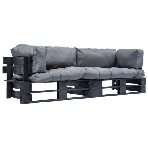 Vrtna garnitura - 2-dijelni set vrtnih sofa od paleta od borovine s jastucima - Crna i siva 2 Cijena