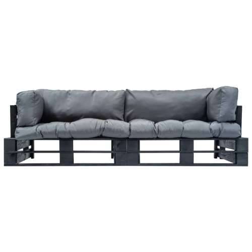 Vrtna garnitura - 2-dijelni set vrtnih sofa od paleta od borovine s jastucima - Crna i siva 2 Cijena