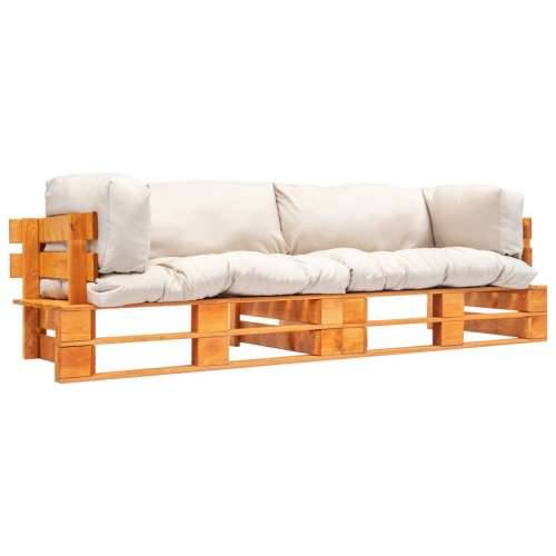 2-dijelni vrtni set sofa od paleta s jastucima boje pijeska - Smeđa i boja pijeska 2 Cijena