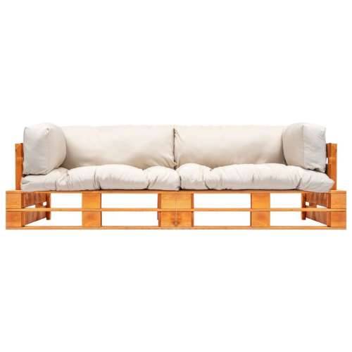 2-dijelni vrtni set sofa od paleta s jastucima boje pijeska - Smeđa i boja pijeska 2 Cijena