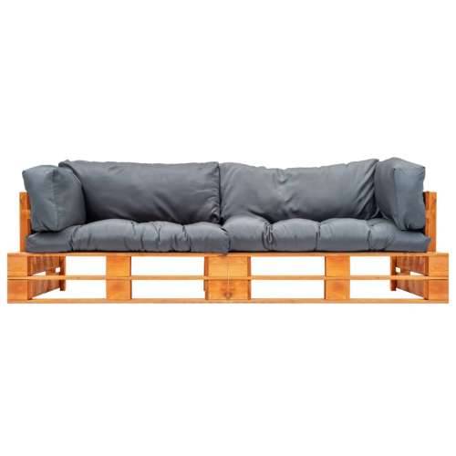 2-dijelni vrtni set sofa od paleta sa sivim jastucima borovina - Smeđa i siva 2 Cijena