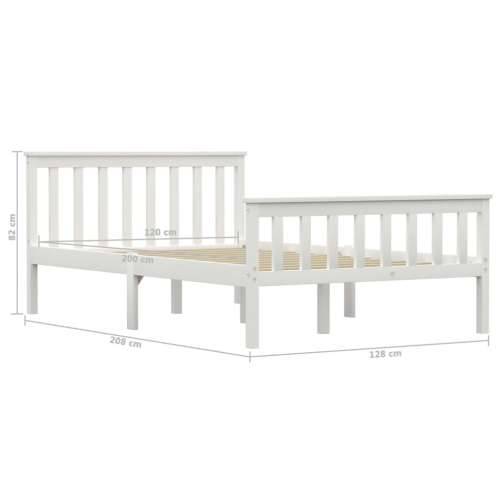 Okvir za krevet od masivne borovine bijeli 120 x 200 cm  - Bijela 120 x 200 cm Cijena