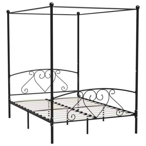 Okvir za krevet s nadstrešnicom crni metalni 140 x 200 cm  - Crna 140 x 200 cm Cijena