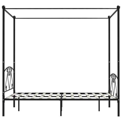 Okvir za krevet s nadstrešnicom crni metalni 140 x 200 cm  - Crna 140 x 200 cm Cijena