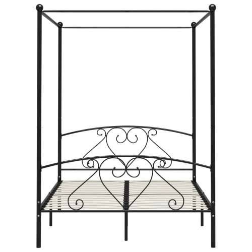 Okvir za krevet s nadstrešnicom crni metalni 140 x 200 cm  - Crna 140 x 200 cm Cijena