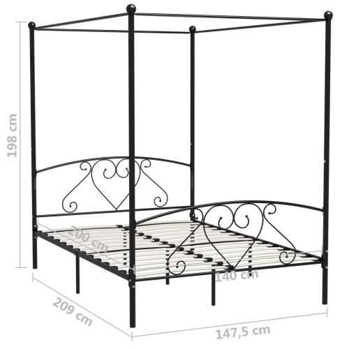 Okvir za krevet s nadstrešnicom crni metalni 140 x 200 cm  - Crna 140 x 200 cm Cijena