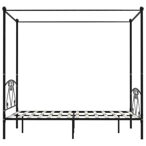 Okvir za krevet s nadstrešnicom crni metalni 140 x 200 cm Cijena