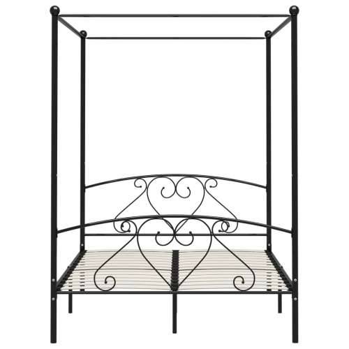 Okvir za krevet s nadstrešnicom crni metalni 140 x 200 cm Cijena