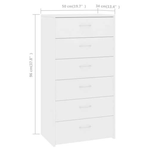 Komoda sa 6 ladica bijela 50 x 34 x 96 cm konstruirano drvo - Bijela 1 Cijena