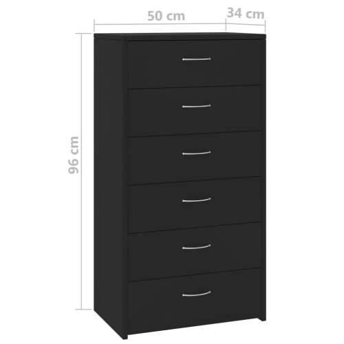 Komoda sa 6 ladica crna 50 x 34 x 96 cm od konstruiranog drva - Crna 1 Cijena