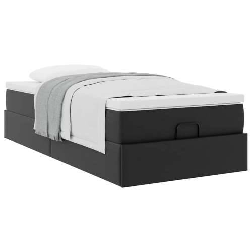 Otomanski okvir kreveta s madracem crni 90x200 cm umjetna koža - Crna 90 x 200 cm Cijena