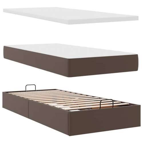 Otomanski okvir kreveta s madracem smeđi 100x200cm umjetna koža - Smeđa 100 x 200 cm Cijena