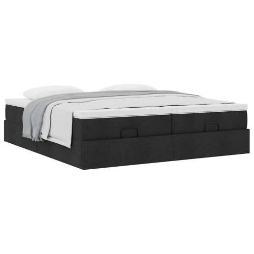 Otomanski okvir kreveta s madracima crni 180x200cm od tkanine - Crna 180 x 200 cm Cijena