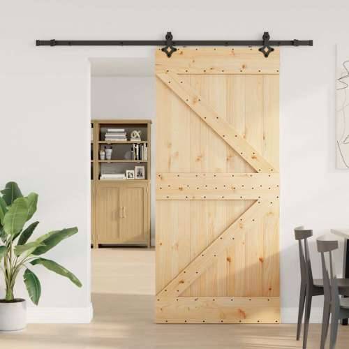 Klizna vrata s priborom za montažu 80 x 210 cm masivna borovina - 80 x 210 cm (213.5 cm) 1 Trokutasti Cijena