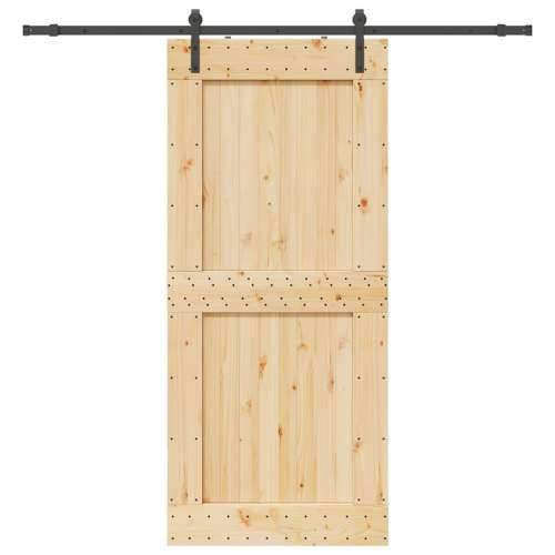 Klizna vrata s priborom za montažu 100x210 cm masivna borovina - 100 x 210 cm (213.5 cm) 1 Četvrtasto Cijena