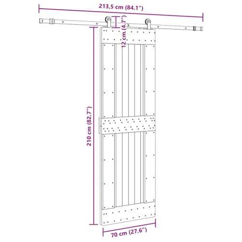 Klizna vrata s priborom za montažu 70 x 210 cm masivna borovina - 70 x 210 cm (213.5 cm) 1 Četvrtasto Cijena