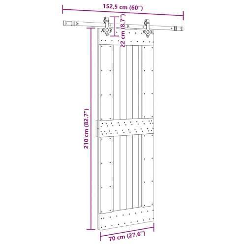 Klizna vrata s priborom za montažu 70 x 210 cm masivna borovina - 70 x 210 cm (152.5 cm) 1 Četvrtasto Cijena