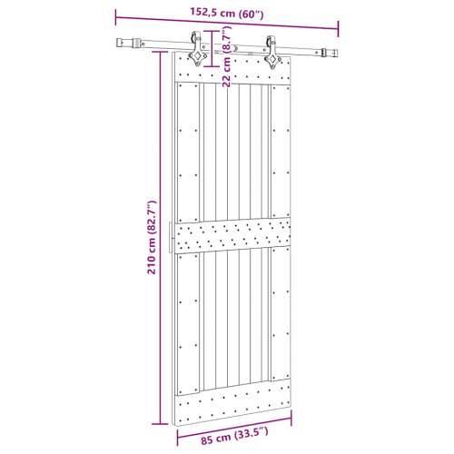 Klizna vrata s priborom za montažu 85 x 210 cm masivna borovina - 85 x 210 cm (152.5 cm) 1 Četvrtasto Cijena