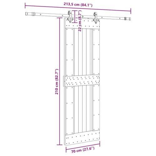 Klizna vrata s priborom za montažu 70 x 210 cm masivna borovina - 70 x 210 cm (213.5 cm) 1 Četvrtasto Cijena