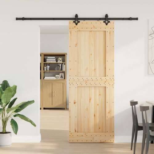 Klizna vrata s priborom za montažu 85 x 210 cm masivna borovina - 85 x 210 cm (213.5 cm) 1 Četvrtasto Cijena