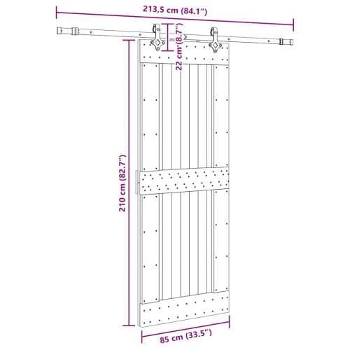 Klizna vrata s priborom za montažu 85 x 210 cm masivna borovina - 85 x 210 cm (213.5 cm) 1 Četvrtasto Cijena