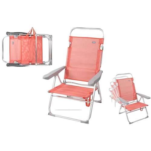 Stolica za za plažu Aktive Roza 48 x 57 x 99 cm Više položaja Cijena