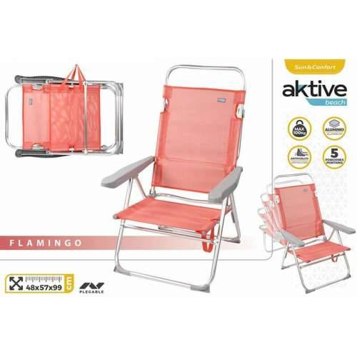 Stolica za za plažu Aktive Roza 48 x 57 x 99 cm Više položaja Cijena