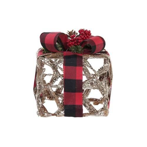 Set ukrasnih kutija DKD Home Decor LED Srebrna Crna Crvena Crvena/Crna Ratan Šljokice 25 x 25 x 30 cm (3 Dijelovi) Cijena