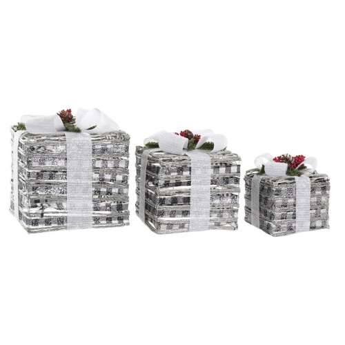 Set ukrasnih kutija DKD Home Decor LED Bijela Crvena Zelena Srebrna Metal snježno 25 x 25 x 29 cm (3 Dijelovi) Cijena