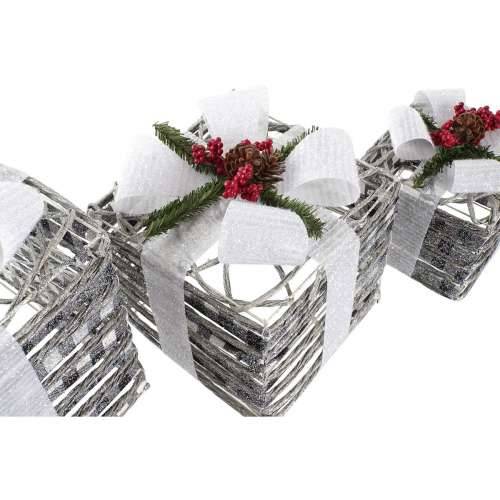 Set ukrasnih kutija DKD Home Decor LED Bijela Crvena Zelena Srebrna Metal snježno 25 x 25 x 29 cm (3 Dijelovi) Cijena
