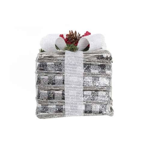 Set ukrasnih kutija DKD Home Decor LED Bijela Crvena Zelena Srebrna Metal snježno 25 x 25 x 29 cm (3 Dijelovi) Cijena