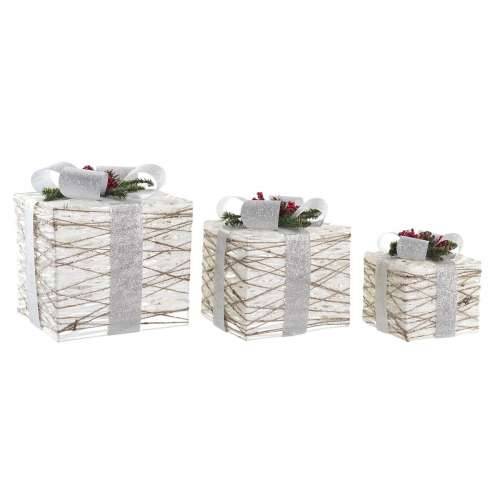 Set ukrasnih kutija DKD Home Decor LED Bijela Srebrna 25 x 25 x 28 cm (3 Dijelovi) Cijena