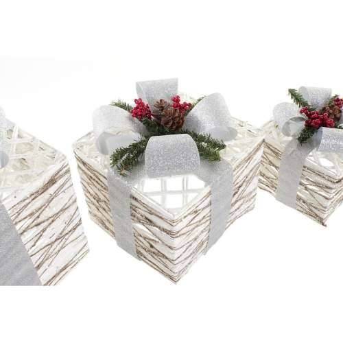 Set ukrasnih kutija DKD Home Decor LED Bijela Srebrna 25 x 25 x 28 cm (3 Dijelovi) Cijena