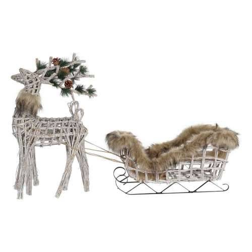 Božićni ukras DKD Home Decor Sob Bijela Smeđa ispleten od pruća 58 x 30 x 30 cm (3 Dijelovi) Cijena