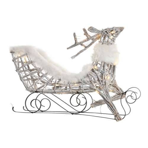 Božićni ukras DKD Home Decor Sob i saonice Bijela ispleten od pruća Sob 75 x 20 x 53 cm Cijena