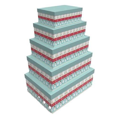 Set Složivih Kutija za Pospremanje DKD Home Decor Pisana Karton 50 x 35 x 25 cm (5 kom.) Cijena