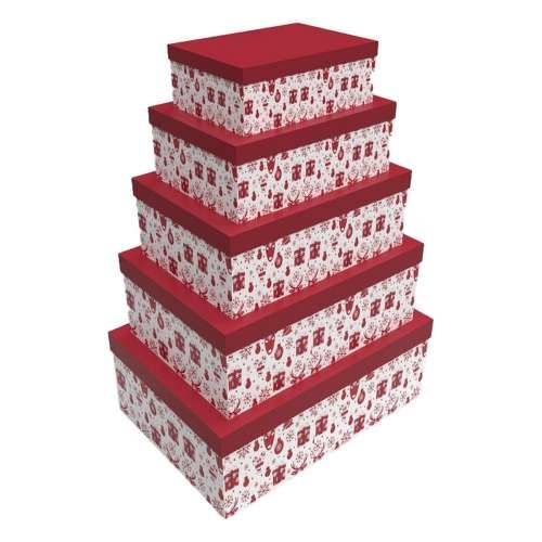 Set Složivih Kutija za Pospremanje DKD Home Decor Bijela Crvena Karton Sob 50 x 35 x 25 cm (5 kom.) Cijena