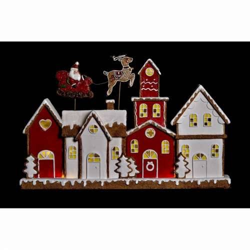 Božićni ukras DKD Home Decor kuća Bijela Crvena Smola 41 x 7,5 x 27 cm Cijena
