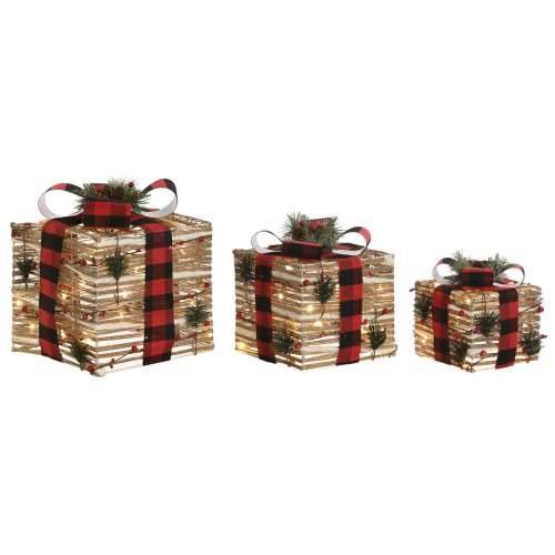 Božićni ukras DKD Home Decor Crvena Prirodno 25 x 25 x 25 cm (3 Dijelovi) Cijena