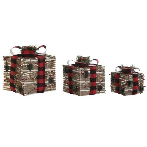 Božićni ukras DKD Home Decor Crvena Prirodno 25 x 25 x 25 cm (3 Dijelovi) Cijena