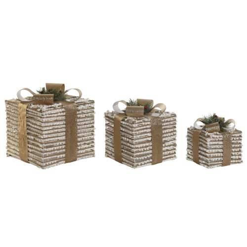 Božićni ukras DKD Home Decor Bijela zlatan Prirodno 25 x 25 x 25 cm (3 Dijelovi) Cijena
