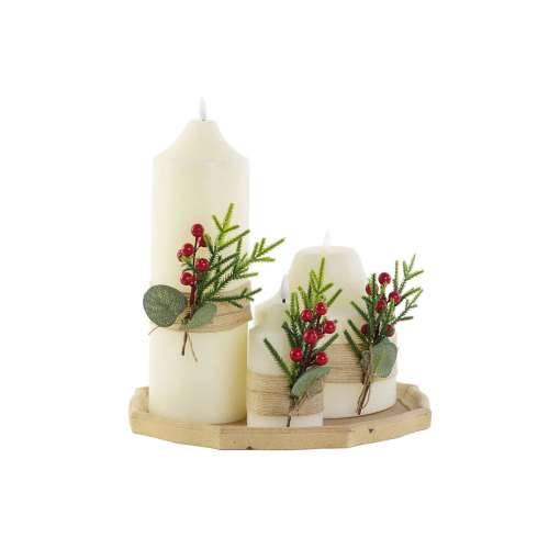 Set Svijeća DKD Home Decor Bijela Zelena Crăciun 7 x 7 x 15 cm Cijena