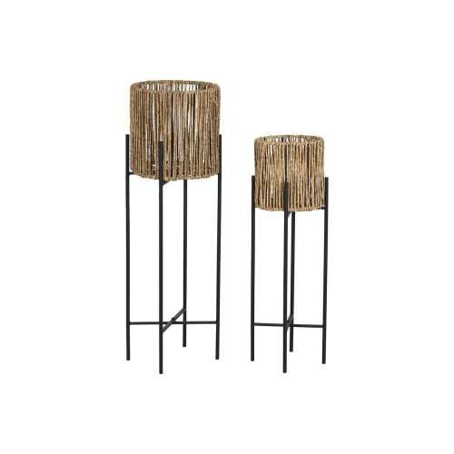Set žardinjera Home ESPRIT Crna Metal Vlakna 23 x 23 x 76,5 cm Cijena