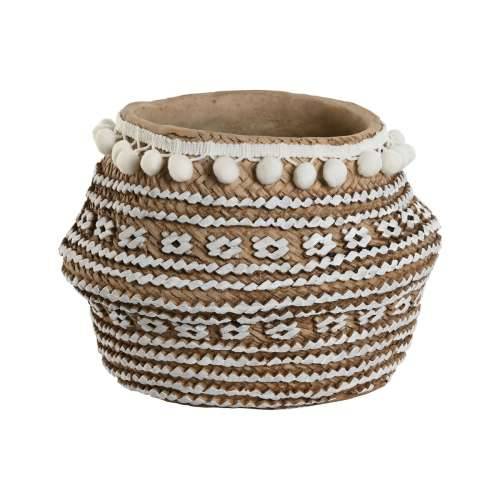 Tegla za biljke Home ESPRIT Bijela Smeđa Bež Svijetlo smeđi Cement Tropsko 25 x 25 x 18 cm Cijena