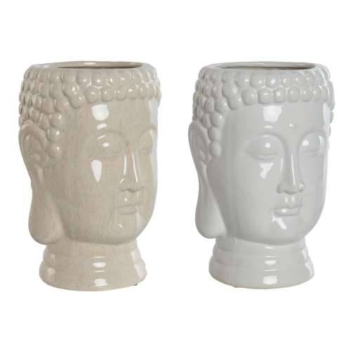 Tegla za biljke Home ESPRIT Bijela Bež Keramika 15 x 15 x 25 cm (2 kom.) Cijena
