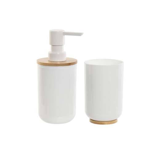 Set za Kupaonicu Home ESPRIT Bijela Prirodno Bambus polistiren 7 x 7 x 16 cm Cijena