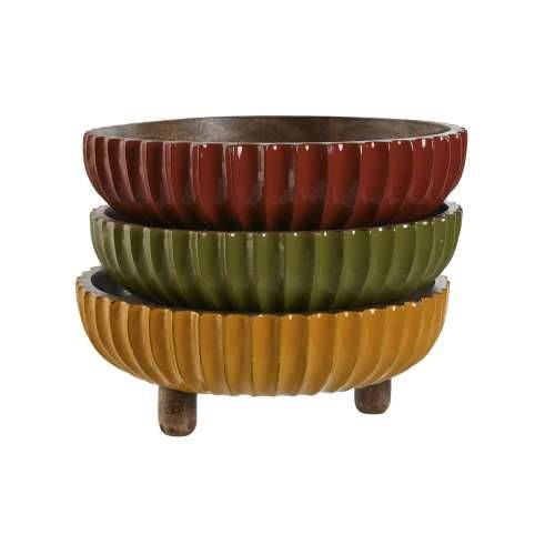 Stolni ukras Home ESPRIT Rumena Zelena Koraljni Kolonijalni 25 x 25 x 9 cm (3 kom.) Cijena