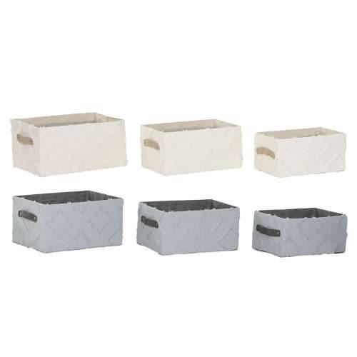 Set košara Home ESPRIT Siva Krema 35 x 25 x 18 cm (3 Dijelovi) (2 kom.) Cijena