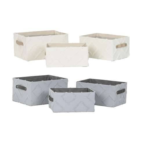 Set košara Home ESPRIT Siva Krema 35 x 25 x 18 cm (3 Dijelovi) (2 kom.) Cijena